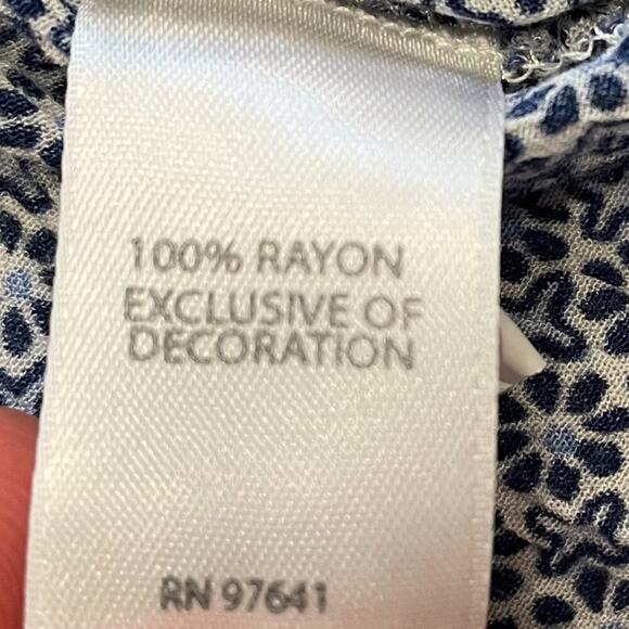 J. Jill Blue Paisley Long Sleeve Peasant Blouse, Tassels, Boho, Lightweight M - Picture 6 of 10